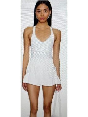 Free People Movement White Elastic Waist Dress With Cross Straps XS
